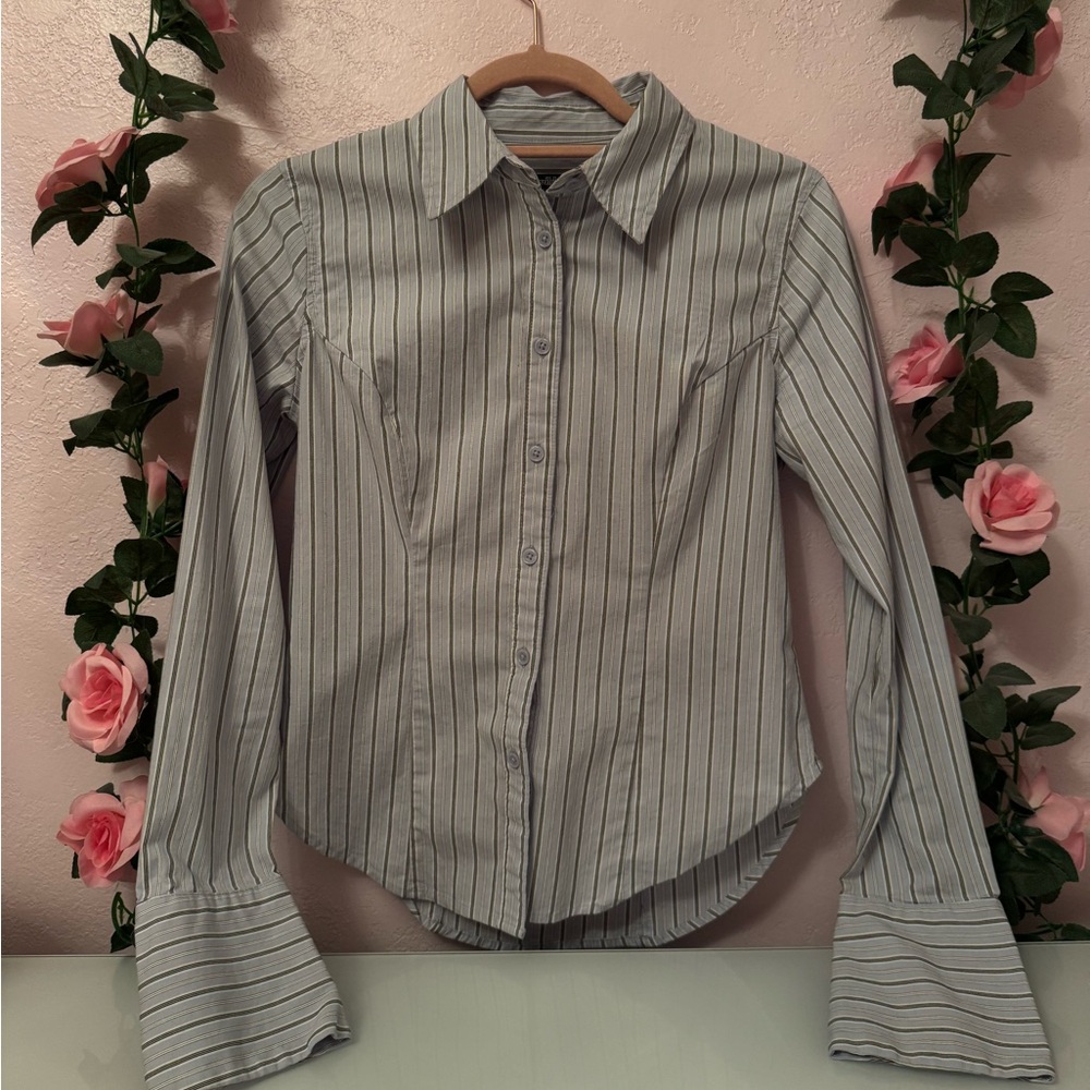 Wild Fable Blue and White Striped Button-Down Shirt